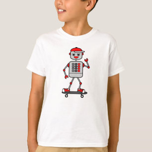 Cartoon-Roboter-Junge auf Skateboard T-Shirt