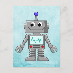 Cartoon-Roboter Postkarte