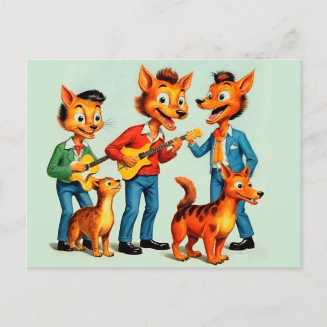 Cartoon Rockabilly Band Postkarte (Vorderseite)