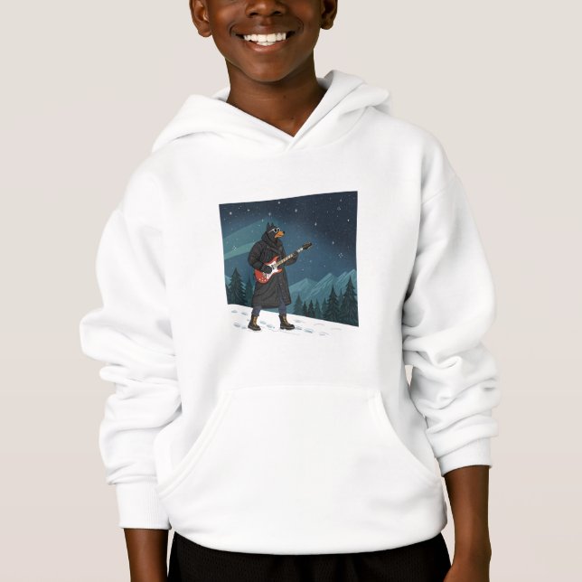 Cartoon Rocker Dog Under the Stars Hoodie (Vorderseite)
