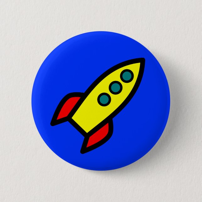 Cartoon-Rocket-Schiff Button (Vorderseite)