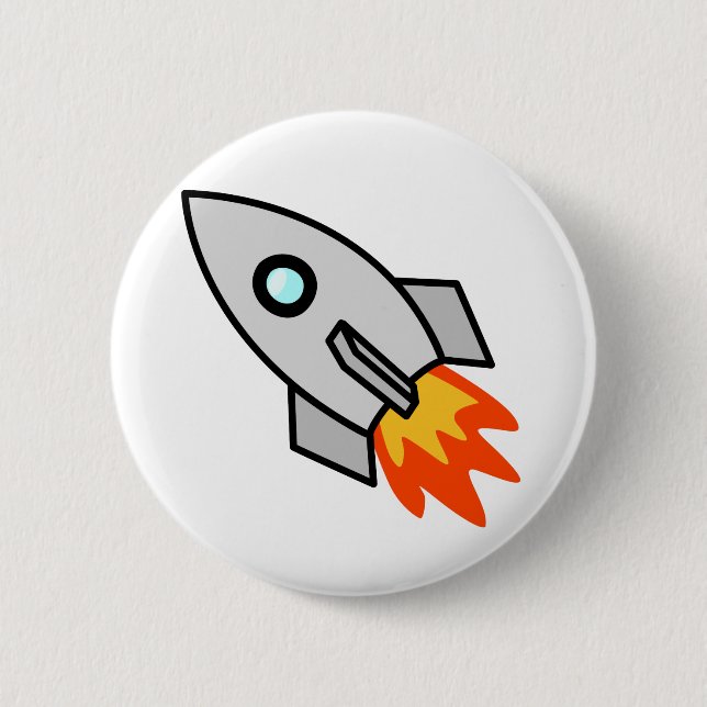 Cartoon-Rocket-Schiff Button (Vorderseite)