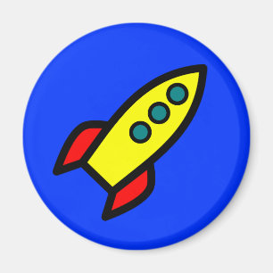 Cartoon-Rocket-Schiff Magnet