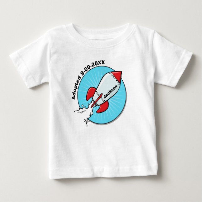 Cartoon-Rocket-Schiffs-Adoptions-Spaß-Entwurf Baby T-shirt (Vorderseite)