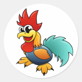 Cartoon Rooster Runder Aufkleber