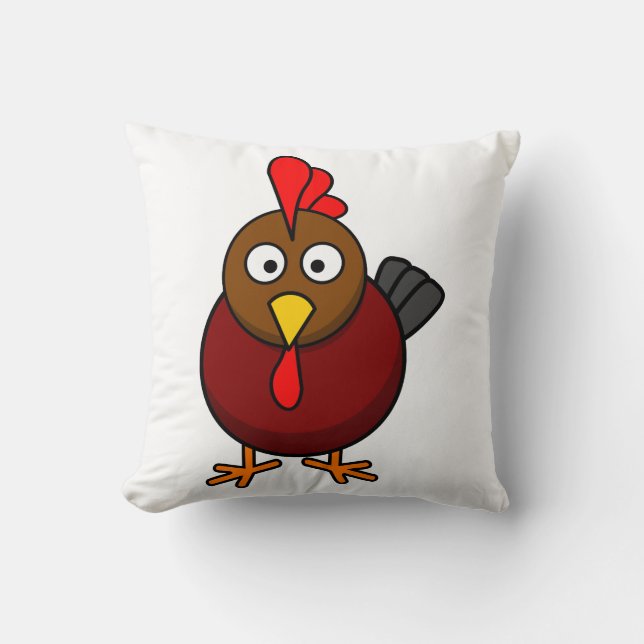 Cartoon-Rooster-Throw-Kissen Kissen (Vorderseite)