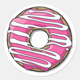 Cartoon Rosa Donut mit Icing Runder Aufkleber