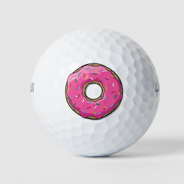 Cartoon Rosa Donut mit Sprinklen Golfball (Vorderseite)