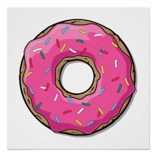 Cartoon Rosa Donut mit Sprinklen Poster