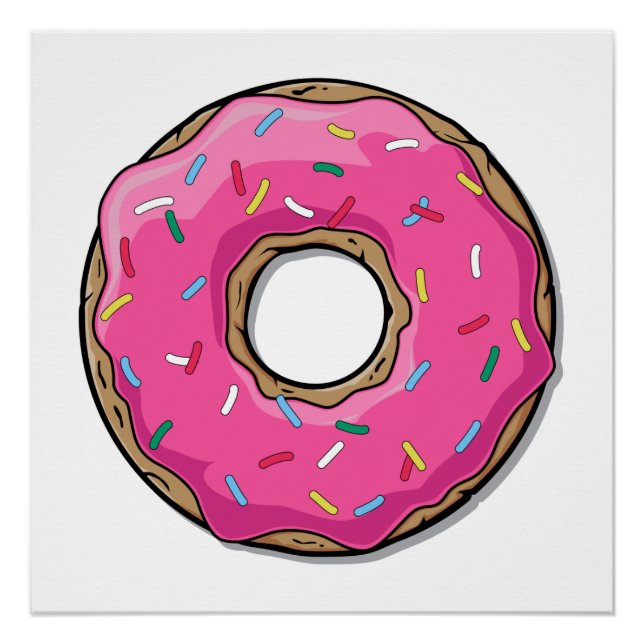 Cartoon Rosa Donut mit Sprinklen Poster (Vorderseite)