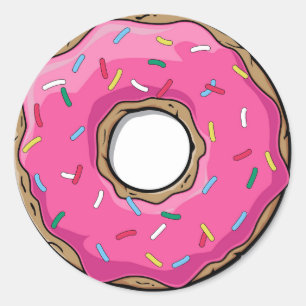 Cartoon Rosa Donut mit Sprinklen Runder Aufkleber
