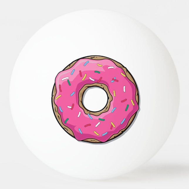 Cartoon Rosa Donut mit Sprinklen Tischtennisball (Rückseite)