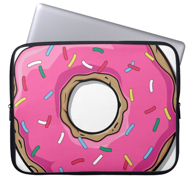 Cartoon-rosa Krapfen mit besprüht Laptopschutzhülle (Vorderseite)