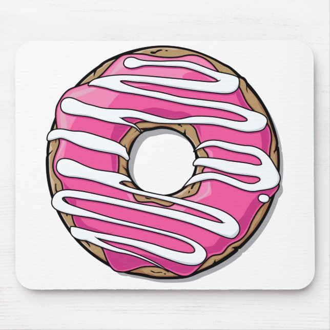Cartoon-rosa Krapfen mit Zuckerglasur Mousepad (Vorne)