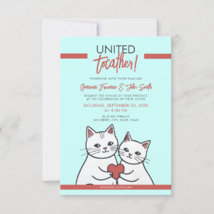 Cartoon, rot-weiße, weißliche Katzen Hochzeiten Einladung