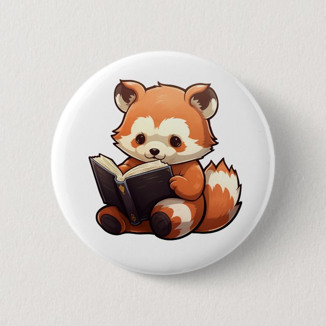 Cartoon Roter Panda Button (Vorderseite)