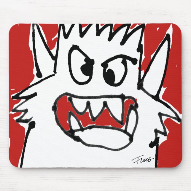 Cartoon-rotes Monster wütendes niedliches Mousepad (Vorne)