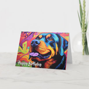 Cartoon Rottweiler im Garten Karte