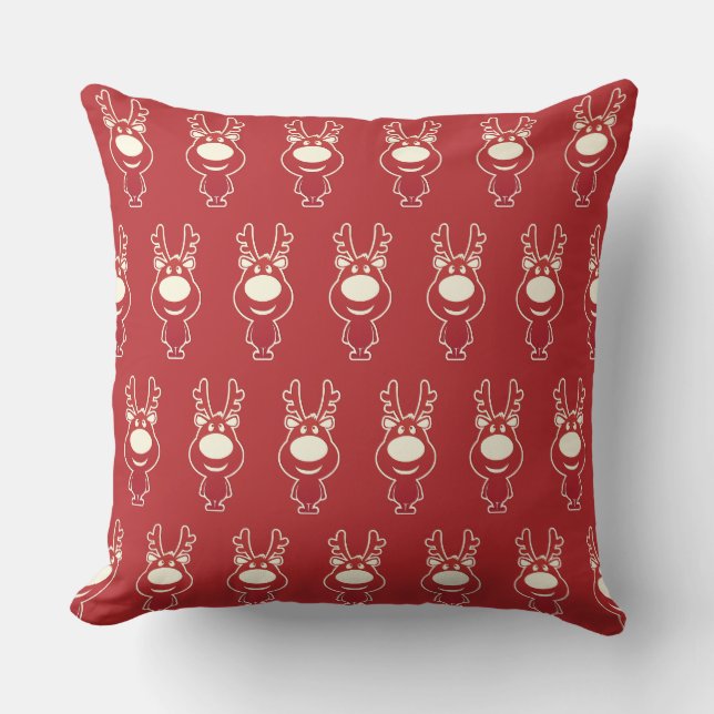 Cartoon Rudolph Red Pattern Kissen (Vorderseite)