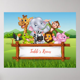 Cartoon-Safari-Tier-Plakat Poster