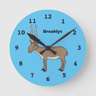 Cartoon Saiga antelope  Runde Wanduhr