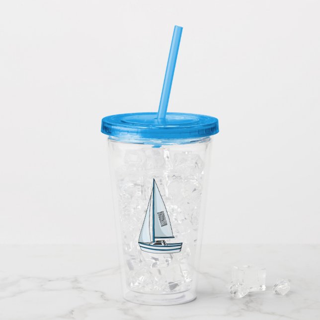 Cartoon Sailboat Acryltrinkbecher (Rückseite Ice)