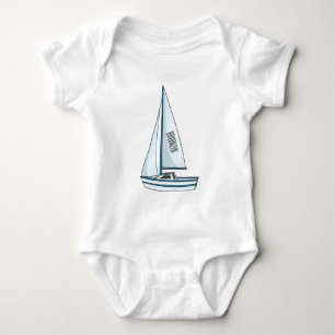 Cartoon Sailboat Baby Strampler