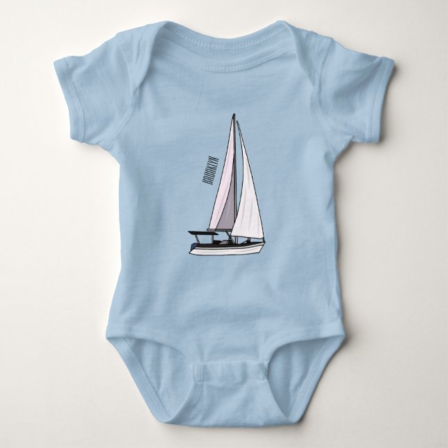 Cartoon Sailboat Baby Strampler (Vorderseite)