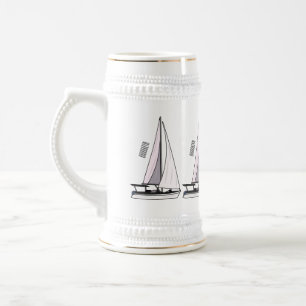 Cartoon Sailboat Bierglas