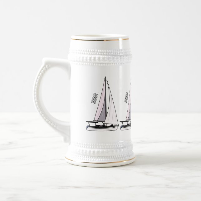 Cartoon Sailboat Bierglas (Links)