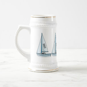 Cartoon Sailboat Bierglas