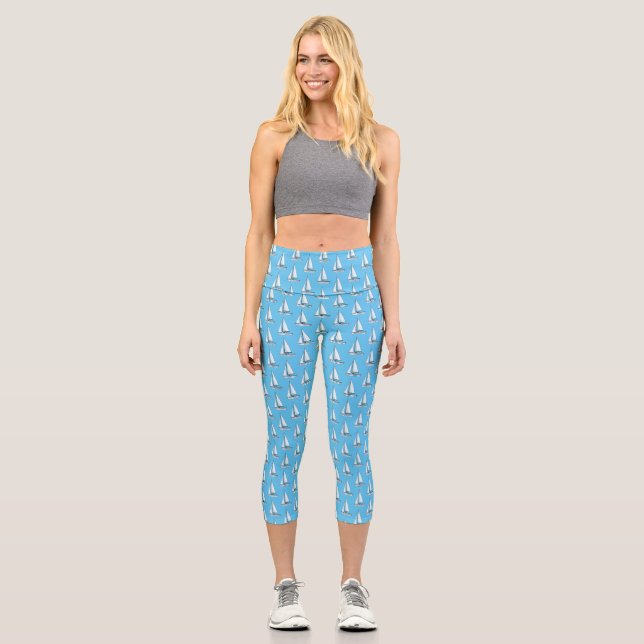 Cartoon Sailboat Capri Leggings (Vorderseite)