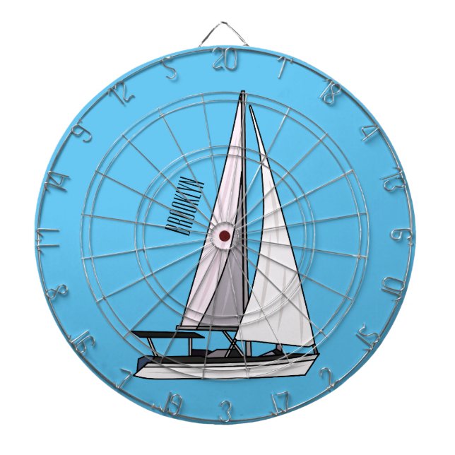 Cartoon Sailboat Dartscheibe (vorne)