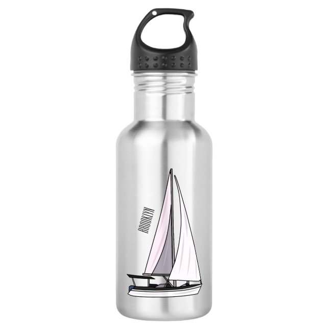 Cartoon Sailboat Edelstahlflasche (Vorderseite)