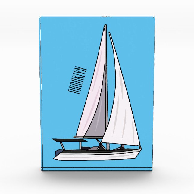Cartoon Sailboat Fotoblock (Vorderseite)