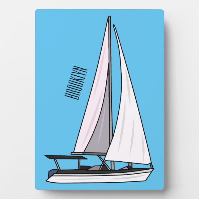 Cartoon Sailboat Fotoplatte (Vorderseite)