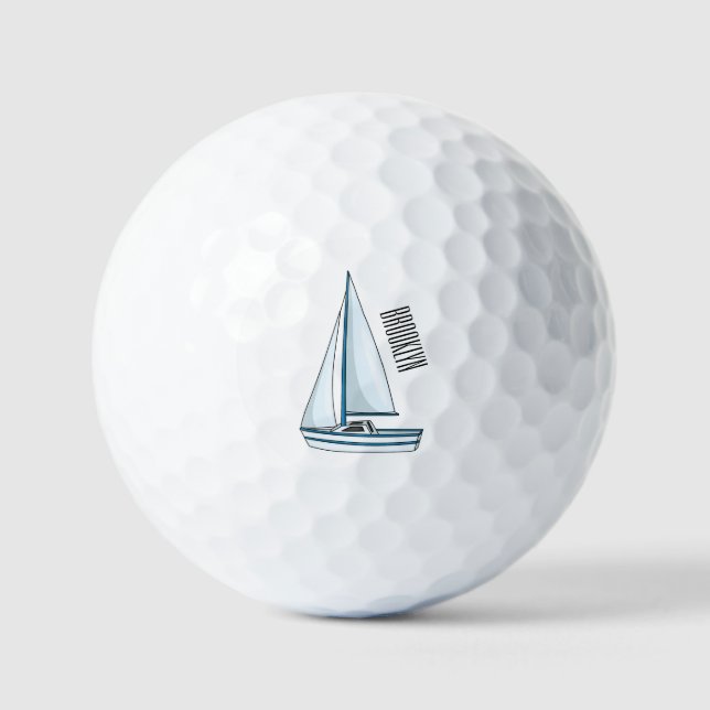Cartoon Sailboat Golfball (Vorderseite)