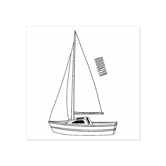 Cartoon Sailboat Gummistempel (Prägung)