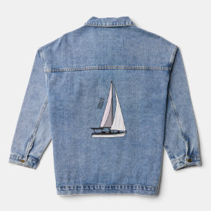 Cartoon Sailboat Jeansjacke