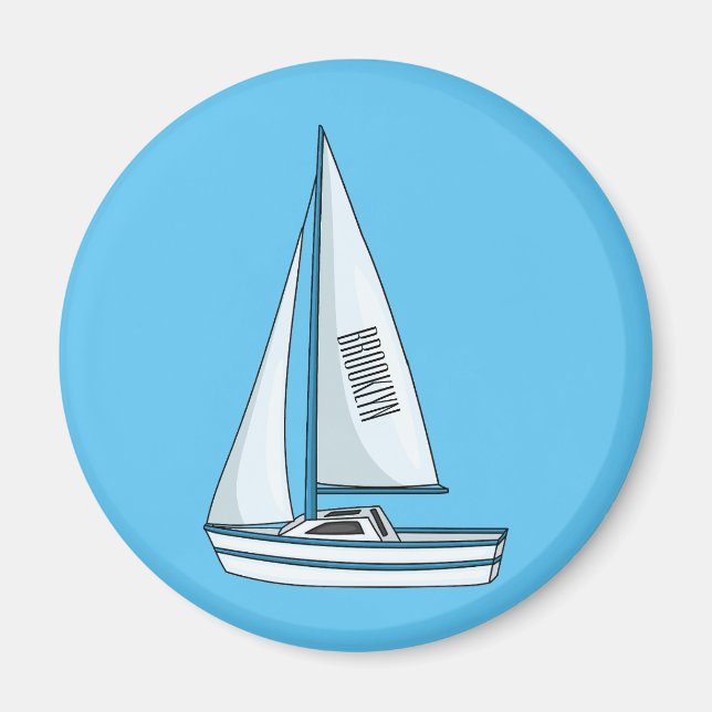 Cartoon Sailboat Magnet (Vorne)