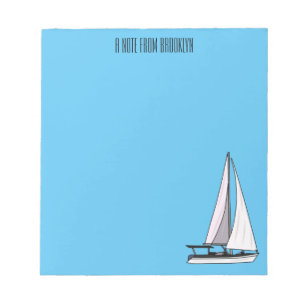 Cartoon Sailboat Notizblock