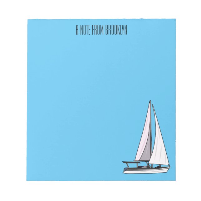 Cartoon Sailboat Notizblock (Vorderseite)