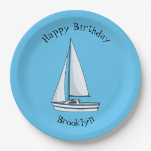 Cartoon Sailboat Pappteller