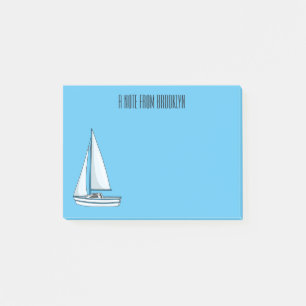 Cartoon Sailboat Post-it Klebezettel
