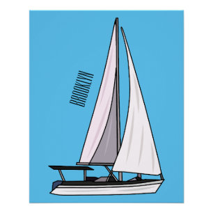 Cartoon Sailboat Poster