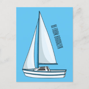 Cartoon Sailboat Postkarte