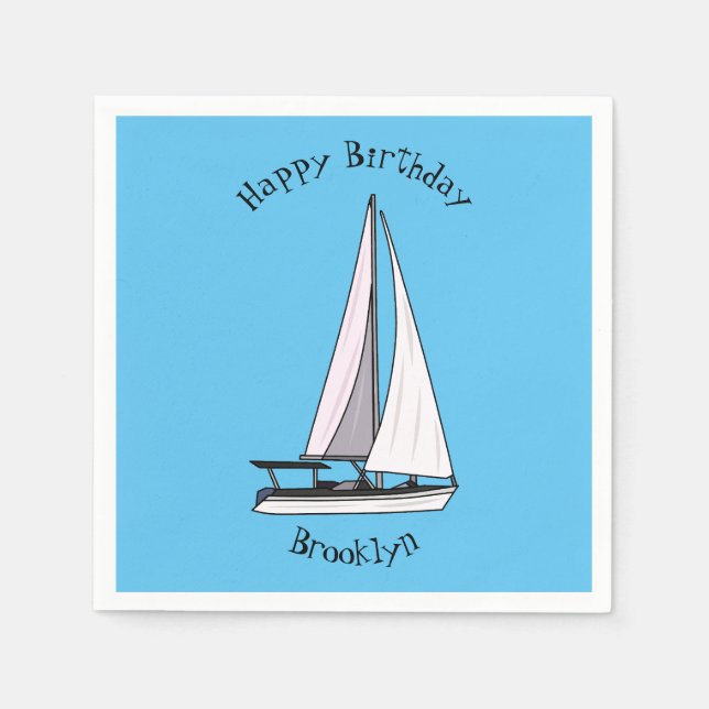 Cartoon Sailboat Serviette (Vorderseite)