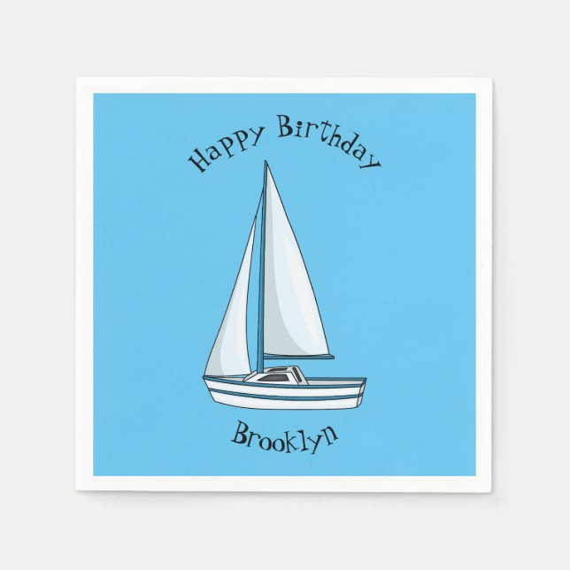 Cartoon Sailboat Serviette (Vorderseite)