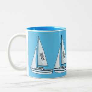 Cartoon Sailboat Zweifarbige Tasse