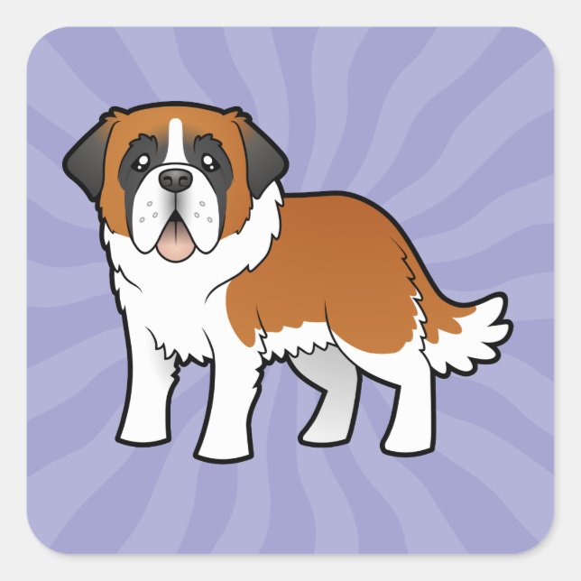 Cartoon Saint Bernard Quadratischer Aufkleber (Vorderseite)